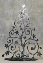 Laden Sie das Bild in den Galerie-Viewer, Handmade Christmas metal tree table decoration silver with brushed effect 30 x 8 x 40cm
