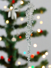 Load image into Gallery viewer, Handmade christmas tree hanging icicle measuring 4 x 2.5 x 23.5cm 4 pieces
