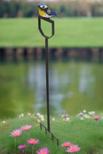 Afbeelding in Gallery-weergave laden, Handmade powder coated Blue tit on a fork sculpture 105cm tall - Marissa&#39;s Garden &amp; Gift
