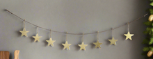 Load image into Gallery viewer, Handmade powder coated hanging gold heart garland measuring 150 x 20 x 1cm
