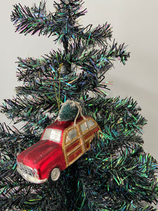 Glass Christmas truck with christmas tree Christmas bauble tree hanging decoration/christmas/seasonal/ glass hanging item