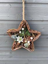 Load image into Gallery viewer, Handmade Hanging star wreath 25 x 25 x 6cm Christmas/seasonal hanging wreath
