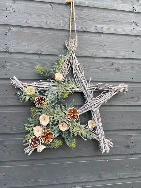 Handmade hanging star wreath 50 x 50 x 7cm