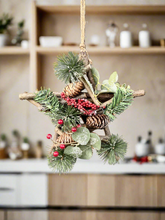 Load image into Gallery viewer, Handmade Hanging star wreath 25 x 25 x 7cm Christmas/seasonal hanging wreath
