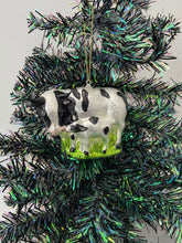 Load image into Gallery viewer, Christmas cow and calf bauble tree hanging decoration/christmas/seasonal/ glass hanging item
