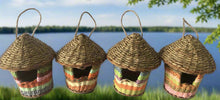 Laden Sie das Bild in den Galerie-Viewer, Handmade hut weave rattan birdhouses with roof measuring 15 x 18cm - Marissa&#39;s Garden &amp; Gift
