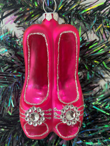 Glass Christmas pink high heels Christmas bauble tree hanging decoration/christmas/seasonal/ glass hanging item