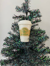 Load image into Gallery viewer, Coffee cup hanging decoration/christmas/seasonal/ glass hanging item
