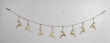 Load image into Gallery viewer, Handmade powder coated hanging gold reindeer garland measuring 150 x 22x 1cm
