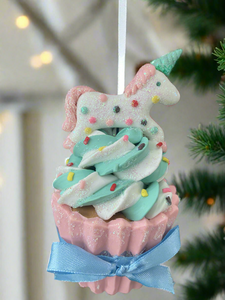 Resin unicorn cupcake Christmas bauble tree hanging decoration/christmas/seasonal/ resin hanging item