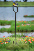 Afbeelding in Gallery-weergave laden, Handmade powder coated Blue tit on a fork sculpture 105cm tall - Marissa&#39;s Garden &amp; Gift
