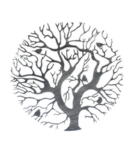 Laden Sie das Bild in den Galerie-Viewer, Tree of life silver with a black touch wall art for outdoors and indoors 60cm - Marissa&#39;s Garden &amp; Gift
