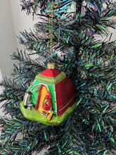 Laden Sie das Bild in den Galerie-Viewer, Glass Christmas camping tent/campers tent Christmas bauble tree hanging decoration/christmas/seasonal/ glass hanging item
