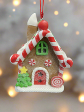 Laden Sie das Bild in den Galerie-Viewer, Resin Christmas gingerbread house Christmas bauble tree hanging decoration/christmas/seasonal/ resin hanging item
