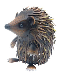 Hedgehog metal standing up garden sculpture measuring 25x15x22cm