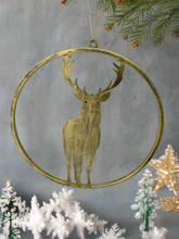 Charger l&#39;image dans la galerie, Handmade reindeer gold wall art for indoors/outdoors 30 x 1 x 32cm
