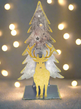 Load image into Gallery viewer, Handmade Christmas tree and reindeer t-light holder
