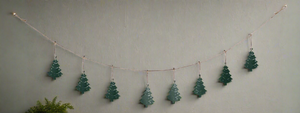 Handmade powder coated hanging green Christmas tree garland measuring 150 x 22x 1cm