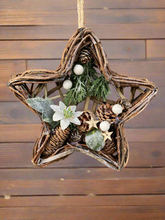 Load image into Gallery viewer, Handmade Hanging star wreath 25 x 25 x 6cm Christmas/seasonal hanging wreath
