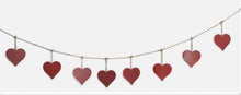 Load image into Gallery viewer, Handmade powder coated hanging red heart garland measuring 150 x 20 x 1cm
