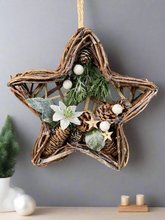 Load image into Gallery viewer, Handmade Hanging star wreath 25 x 25 x 6cm Christmas/seasonal hanging wreath
