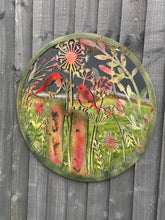 Charger l&#39;image dans la galerie, Handmade rusty 60cm wall plaque acrylic mirror of robin birds Tree Wall Plaque, Rusted coloured Metal, Garden/indoor Wall Art with peeling effect - Marissa&#39;s Garden &amp; Gift
