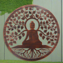 Load image into Gallery viewer, Handmade bronze 40cm budha tree of life with roots wall art suitable for indoors/outdoors anniversary/birthday gift - Marissa&#39;s Garden &amp; Gift
