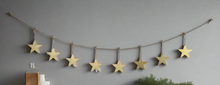 Load image into Gallery viewer, Handmade powder coated hanging gold heart garland measuring 150 x 20 x 1cm
