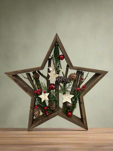 Handmade Christmas table wooden star deco 35 x 35 x 5cm decor/christmas/seasonal/shelf seasonal decorations