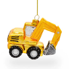 Load image into Gallery viewer, Glass Christmas yellow digger Christmas bauble tree hanging decoration/christmas/seasonal/ glass hanging item
