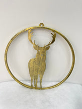 Load image into Gallery viewer, Handmade reindeer gold wall art for indoors/outdoors 30 x 1 x 32cm
