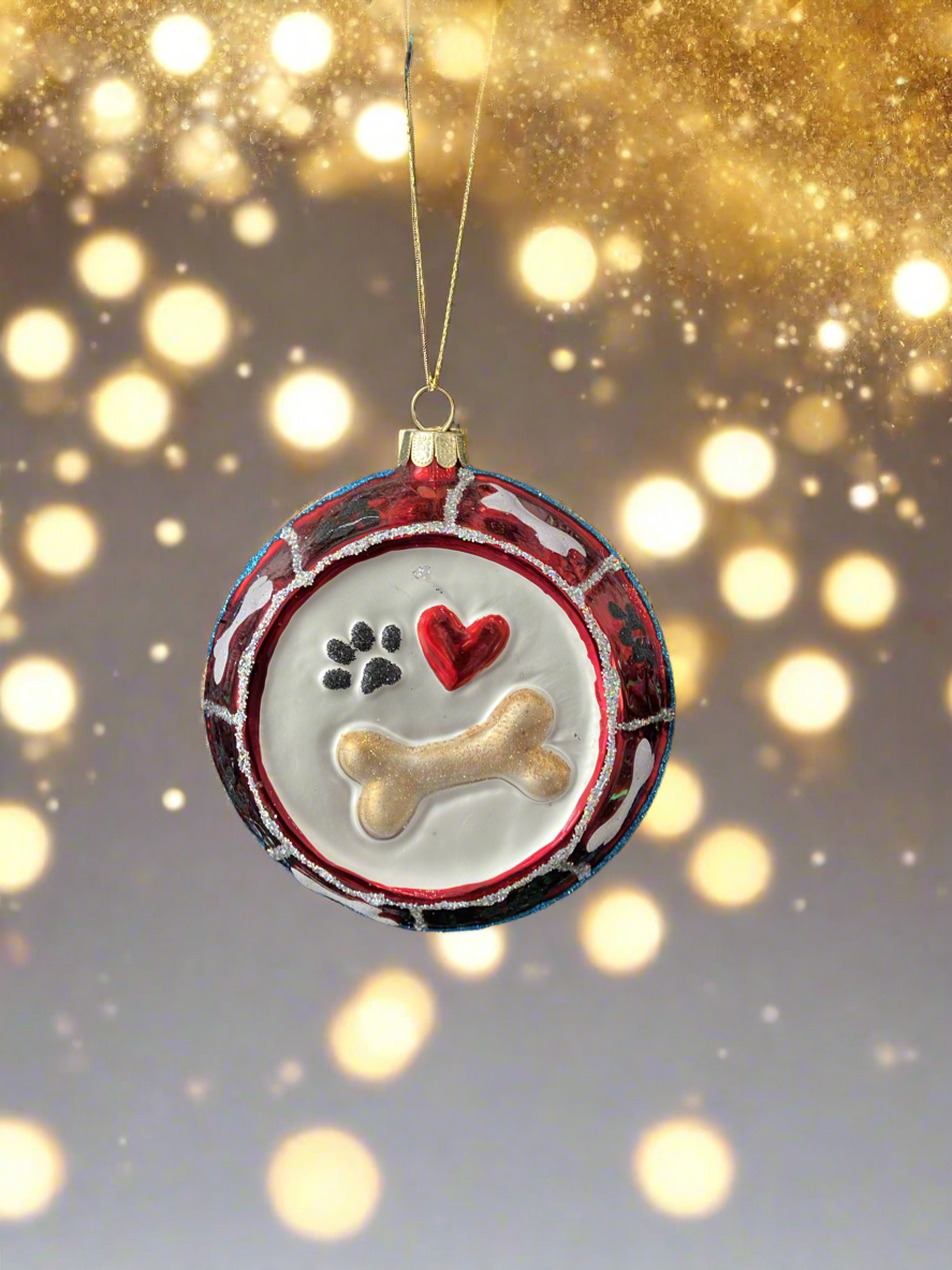 Glass dog bowl Christmas bauble tree hanging decoration/christmas/seasonal/ glass hanging item