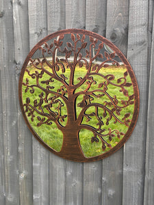 Handmade 60cm bronze with black touch metal Wall Plaque with acrylic mirror, colourful Metal, Garden/indoor Wall Art powder coated steel - Marissa's Garden & Gift