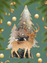 Laden Sie das Bild in den Galerie-Viewer, Handmade Christmas trees and reindeer t-light holder 34 x 10 x 45cm
