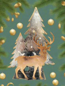 Handmade Christmas trees and reindeer t-light holder 34 x 10 x 45cm