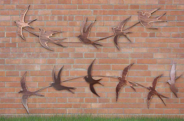 Handmade bronze Metal garden/indoor/outdoor Swallow Wall Art in flight