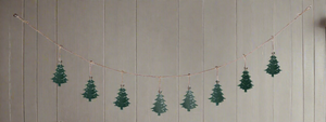 Handmade powder coated hanging green Christmas tree garland measuring 150 x 22x 1cm