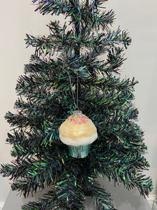 Christmas cupcake hanging decoration/christmas/seasonal/ glass hanging item