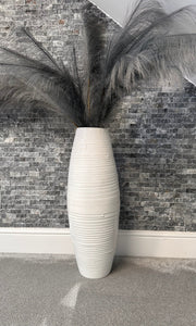 Handmade 60cm tall white washed modern bamboo vase