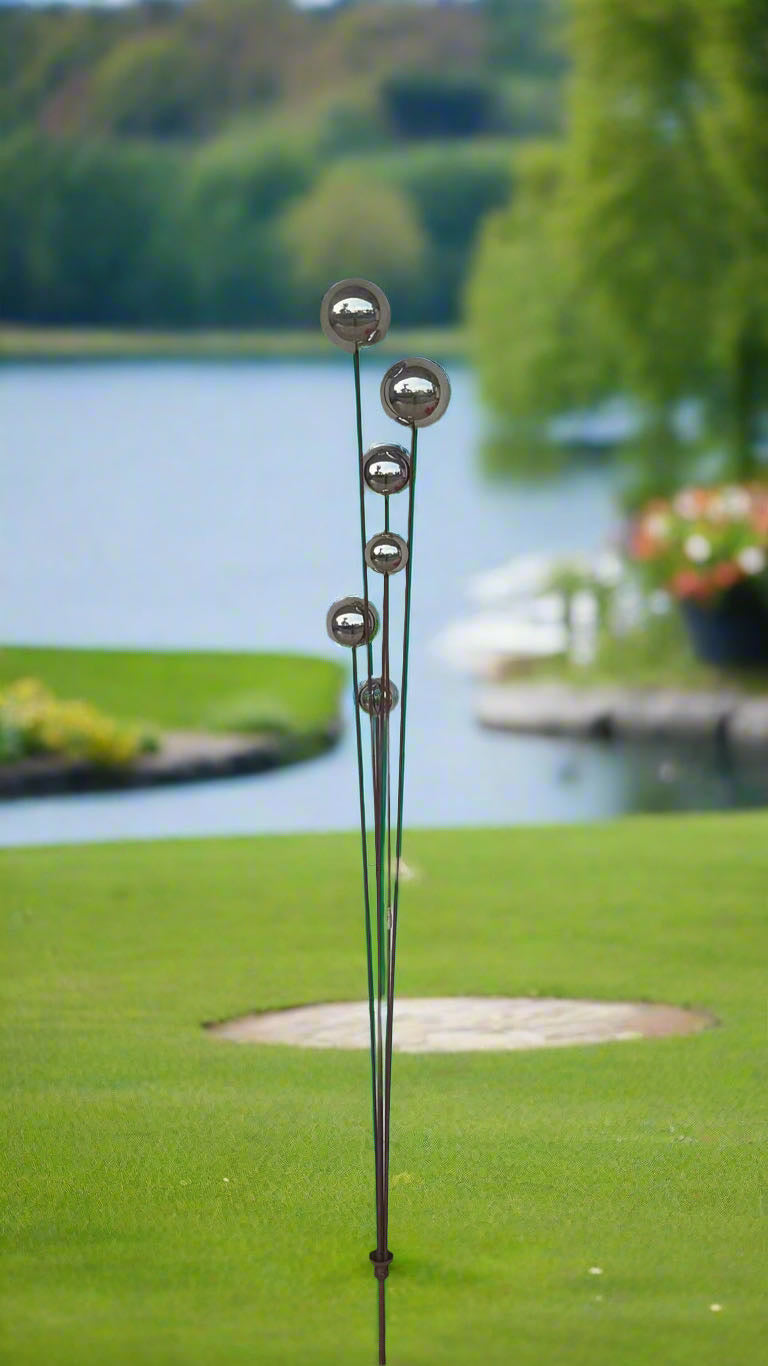 Handmade stainless steel balls rusty poles garden decor,Metal garden decor, metal yard art, outdoor metal decor,metal garden sculpture 180cm - Marissa's Garden & Gift