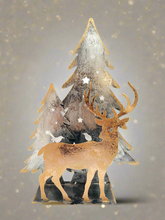 Laden Sie das Bild in den Galerie-Viewer, Handmade Christmas trees and reindeer t-light holder 34 x 10 x 45cm
