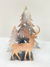 Load image into Gallery viewer, Handmade Christmas trees and reindeer t-light holder 34 x 10 x 45cm
