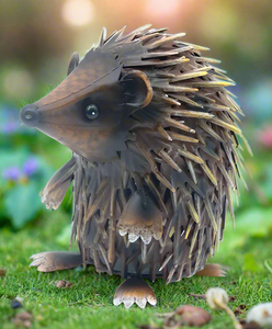 Hedgehog metal standing up garden sculpture measuring 25x15x22cm