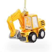 Load image into Gallery viewer, Glass Christmas yellow digger Christmas bauble tree hanging decoration/christmas/seasonal/ glass hanging item
