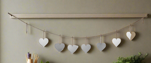 Handmade powder coated hanging silver heart garland measuring 150 x 20 x 1cm - Marissa's Garden & Gift