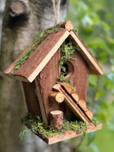 Load image into Gallery viewer, Handmade wooden birdhouse hut with ladder 18x12x19.5cm
