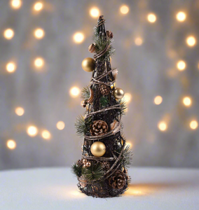 Handmade Christmas tree ornament with baubles 11 x 11 x 35cm