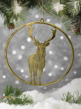 Laden Sie das Bild in den Galerie-Viewer, Handmade reindeer gold wall art for indoors/outdoors 30 x 1 x 32cm
