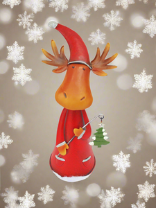 Handmade nodding reindeer with Christmas tree measuring 15 x 10 x 25cm