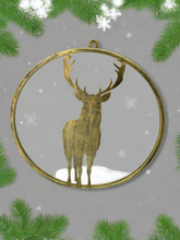 Indlæs billede til gallerivisning Handmade reindeer gold wall art for indoors/outdoors 30 x 1 x 32cm
